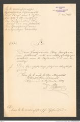 k.k. naturhistorisches Hofmuseum, Intendanzakten 1885-1896 (Hauer), Aktenzahl Z.599/1889, Seite 1